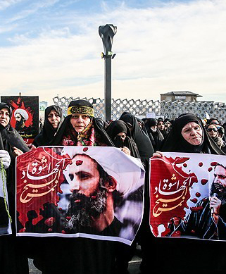 عکس خبري -تجمع مردم، دانشجويان و طلاب تهران در اعتراض به اعدام ايت الله شهيد شيخ نمر