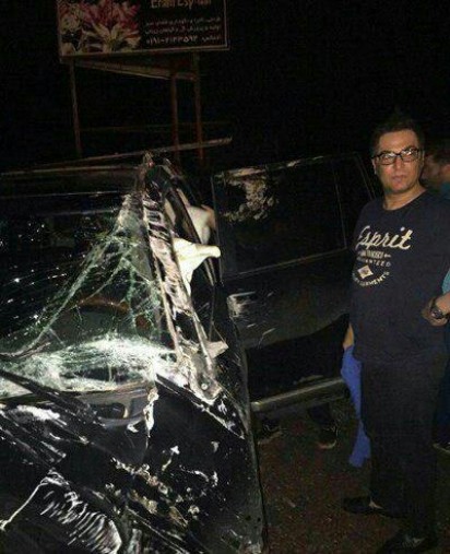 عکس خبري - عکس/ ماشين مهرداد ميناوند پس از تصادف شديد در جاده شمال